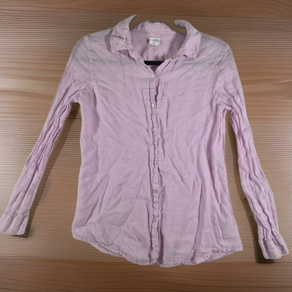 Sigrid Olsen Women's Small Pink 100% Linen Button Back Long Sleeve Shirt
